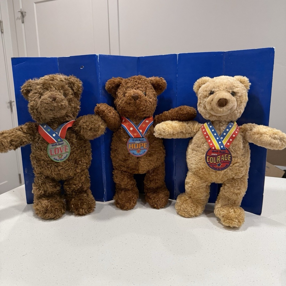 Gund 2003 Wish Bears, 3 Bear Box Set, Limited‎ Edition *LOVE COURAGE HOPE  New